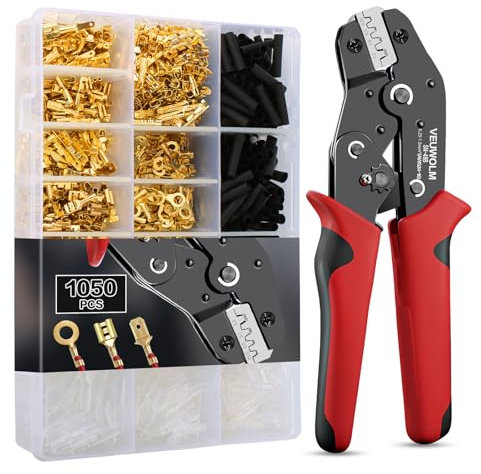 1050 Pièces Cosses à Sertir, Pince à Sertir pour Cosse Electrique Isolées, Pince à Sertir - 0.25-1.5 mm, Cosse Electrique Set, Outil de Sertissage de Cosse de Câble pour Automobile, Moto