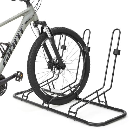 Fahrradständer, 3 Fahrradträger ohne Treffer auf Scheibenbremse und Umwerfer, wasserdichter Fahrradträger für Garage, drinnen, draußen, Fahrradständer Boden für Rennrad, Kinderfahrrad, MTB (Upgrade)