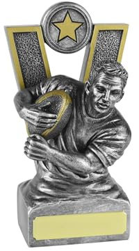 SilverTrophy : Silver & Gold Rugby Player Star Trophy Award – Joueur du match, Compétition par équipe, Rugby Union, Finales, Officiels, Gagnant, Champions, Nations, Sevens.