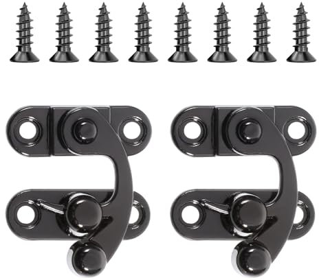 Small Hasp Latches 2 Sets Antique Hook Hasp Latch Right Toggle Hasp Hook Padlock Hasp Hooks Lock with Mounting Screws for Furniture Wooden Box Jewelry Case Cabinet - Vintage Black Style
