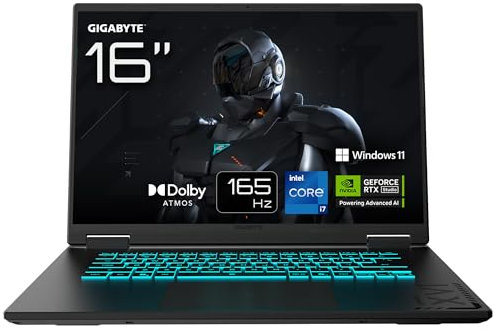 Gigabyte Gaming A16 Ordinateur Portable - 16, 165Hz WUXGA, Intel Core i7-13620H, RTX 5060, 16Go DDR5, 1xSSD Gen4 1To, Win 11 Home, Garantie 2 Ans, Dolby Atmos, Gaming A16 CVHI3FR894SH
