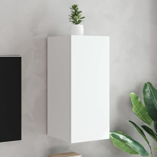 LLEZKBR Centres de divertissement et meubles TV - Meuble TV mural avec lumières LED - Blanc - 30,5 x 35 x 70 cm