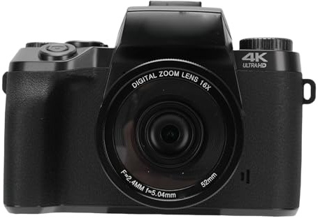 Yctze 4K 64MP Digitalkamera, Vlogging-Kamera, DSLR-Kamera, 4,0-Zoll-Touchscreen, 16-facher Zoom, WiFi-CMOS-Sensor mit LED-Blitzschuhhalterung für Fotografie-Videoaufnahmen