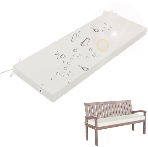 Bankauflage Sitzkissen Bank 79x38x5cm, Outdoor Wasserdicht Bankkissen Sitzauflage, Bequeme Hollywoodschaukel Auflagen, Sitzauflage Stuhlkissen mit Bändern, Sitzpolster Bänke Polster Kissen, Beige