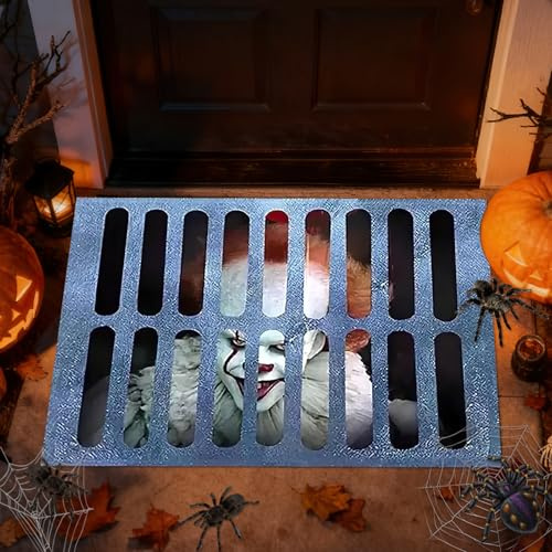 Halloween Door Mat, Scary Clown Floor Mat, Realistic Horror Rug, Halloween Door Mat Clown Decorations, Creepy Clown Doormat Decoration for Spooky Haunted House Front Porch Party Entrance Scary Decor