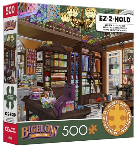 Ceaco - EZ 2 Hold - Bigelow - Spools N Bolts - 500 Piece Puzzle for Adults - Challenging and Perfect for Game Nights - Finished Puzzle Size 21.25 x 15