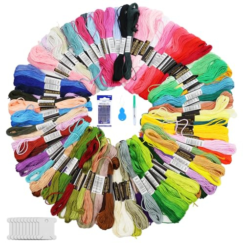 100 Colori Filati da ricamo, Filo per bracciale brasiliano con accessori per strumenti, Filo bracciale brasiliano per set punto croce e ricamo, 8 m, Filo da ricamo Kit per braccialetti di amicizia