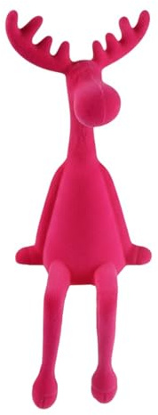 MACOSA AM51858 Kantenhocker Rentier 31 cm Pink Kunststoff beflockt Dekorentier Dekofigur modern Weihnachten Dekoration Weihnachtsdeko (Pink)