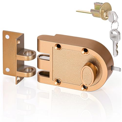 Jimmy Proof Single Cylinder Deadbolt, Keyed Entry Lock, Brushed Gold | Zinc Alloy Construction, Anti-Pry & Anti-Kick Protection for Front, Durable Jimmy Proof Lock Entry & Exterior Doors Security