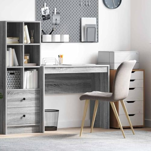 Frdhee Büro Schreibtisch Pc Tisch,Schreibtisch Grau 90 x 40 x 76 cm Holzwerkstoff,Arbeitstisch für Heimbüro,Schlafzimmer,Arbeitszimmer