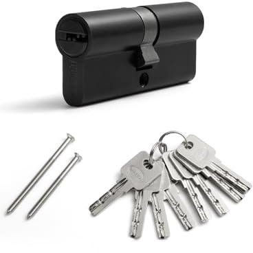 Cilindro de cierre, cilindro de perfil de 70 mm (35/35), cerradura de cilindro con 8 llaves horizontales, cerradura de cilindro de aleación de zinc, adecuado para la mayoría de tipos de puertas (1