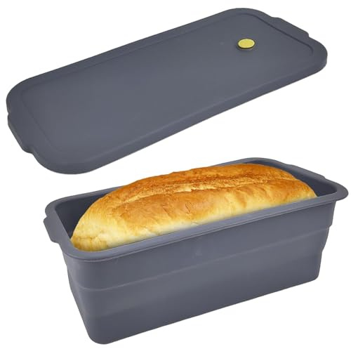 Molde Rectangular para Pan de Molde con Tapa, Moldes de Silicona Repostería, 3500ml, Plegable, Apto Lavavajillas y Resistente al Calor, Molde Silicona Bizcocho Horno para Pasteles y Panes, Tostadas