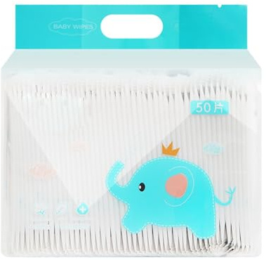 Cocoarm Mini Portable Single Wet Wipes, Non Woven Facial Wet Wipes 50 Pcs Individual Pack, Thick Soft Fragrance Free Hand and Face Cleaning for Baby Travel Pocket Use (Xiaofuxiang 50 tablets pack)