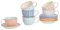 Nicola Spring Patterned Porcelain Cappuccino Cups and Saucers - 6 Individual Designs - 250ml - Set of 6