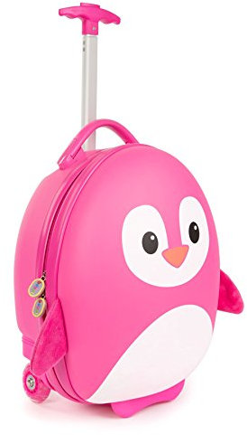 boppi Tiny Trekker Leichter Kinderreisetrolley zum Ziehen mit Rädern in Handgepäckgröße (17 Liter Fassungsvermögen) - Pinguin Rosa