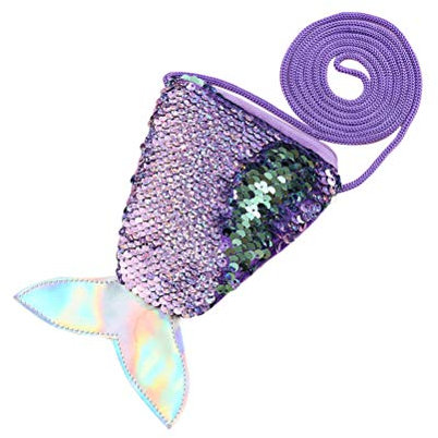 Meerjungfrau Schwanz Pailletten Geldbörse Crossbody Taschen Sling Geld Ändern Kartenhalter Geldbörse Tasche Geschenke für Frauen Mädchen (lila)