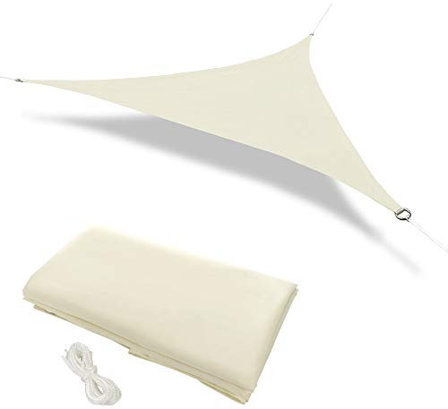 Warooma Tenda parasole a vela con corda triangolare, resistente ai raggi UV, resistente ai raggi UV, impermeabile, per strutture e attività all'aperto, 2,4 m x 2,4 m x 2,4 m