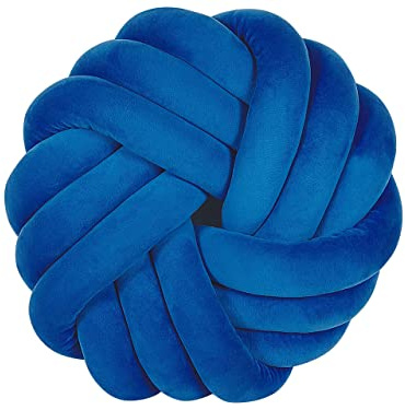 Dekokissen Knotenoptik 30 x 30 cm Geflecht Polyester Ovalform blau Akola