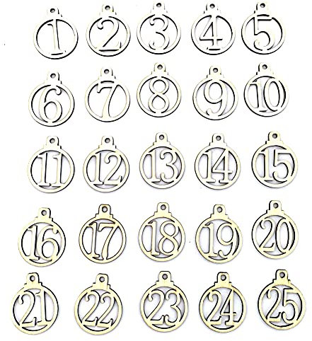 Livecitys 1-25 Vintage Holz Weihnachten Countdown DIY Adventskalender Nummer DIY Geschenkanhänger Schöne Weihnachts Adventskalender