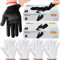 Janmercy 200 Pcs Disposable BBQ Gloves Nitrile Gloves with 4 Pairs Cotton Liners Grilling Mitten for Barbecue Smoking Meat Cooking(X-Large,Black, White)