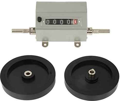 Dioche Rollentyp Meterzähler, 1 Stück 5-stelliger Längenzähler mit Rollenrad, 0–9999,9, max. Geschwindigkeit 350 U/min, grau, Reset zur Aufzeichnung von Webware, Folien, Leder
