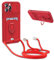 FMPCUON for Apple iPhone 13 Pro Max Case with Camera Cover Silicone Card Holder Phone Cover with Adjustable Necklace Strap Cord Lanyard Shockproof Protective Case with Roating Ring Stand red