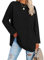 Ebifin Oversized T Shirts Women Long Tops Long Sleeve T Shirt Crewneck Tunic Tops Bluse Sweatshirts.Black.L