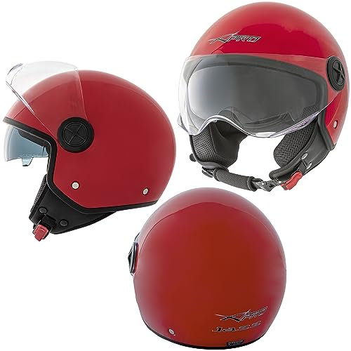 Jethelm Motorrad Kratzfest Sonnenblende Offen Visier Roller ECE 22-06 Rot XS