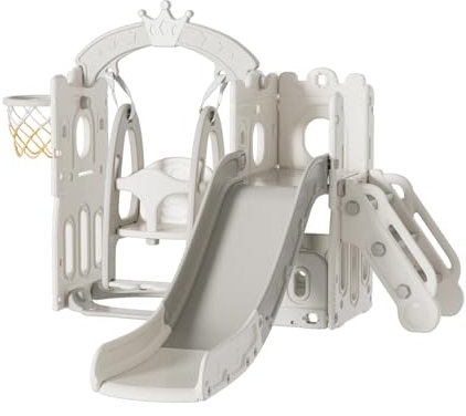 Toboganes para bebés y Juegos de Columpios toboganes autosuficientes escaladores para niños pequeños Juegos de Parques Infantiles Equipos diversión (Tower-White)