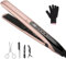 Hair Straightener, Professional Ceramic Plates Straightener for Women Hair Flat Iron and Hair Curler 2 in 1, Lasting Results, Digital Display 100°C–230°C, with Glove