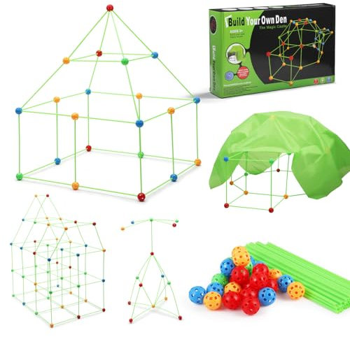Kids Fort Building Kits, 175 Piece Construction Toys for Kids 5+, Den Building Kit DIY Play Tent Indoor & Outdoor, Build your Own Den, STEM Building Toys, Creative Fort, Secret Base, Play House Toy