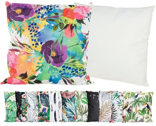JACK Outdoor Motiv Kissen 45x45cm Lounge Dekokissen inkl. Füllung Wasserabweisend Sitzkissen Garten Stuhl, Farbe:Frühlingsstrauß