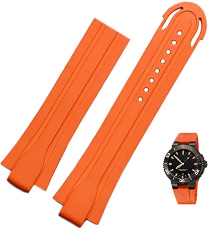 AEHON 24 mm x 12 mm Bandanstoßende, wasserdichtes Gummi-Uhrenarmband für Oris Armband, Silikon-Uhrenarmband, Edelstahl-Faltschließe, 24-12mm, Achat