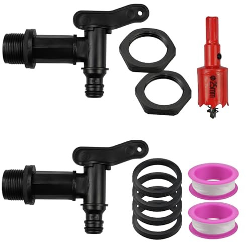 Doafoce Kunststoff Auslaufhahn für Regentonne, Auslaufhahn mit Dichtung Kontermutter Regentonne Wasserhahn Adapter Zum Praktischen Einsatz Im Garten-,Industrie Und Haushalt