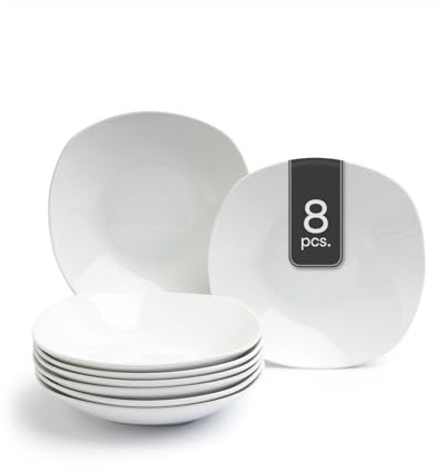 Home4You Suppenteller Tiefteller Salatteller - Porzellan - Weiß - 22 cm - 8er Set