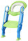 Belfoyer Töpfchen Toilettensitz Baby mit Treppe: Kinder WC Sitz Toilette Toilettentrainer für Kleinkinder Jungen und Mädchen - Klappbar Reise-Badezimmersitz mit Spritzschutz Griffe (blau grün)