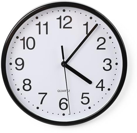 DIVCHI Wall Clock Silent & Non-ticking Modern Battery Operated Digital Quiet Sweep Office Home School Kitchen Decor Clocks (Black)