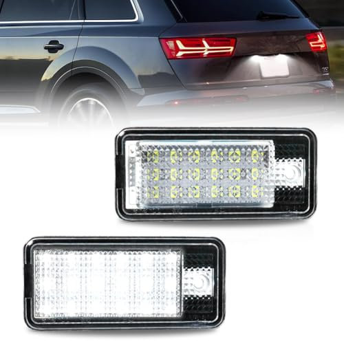 GSOWO LED Kennzeichenbeleuchtung für AU-DI Q7 B5 A8 S3 A6 C6 A3 8P A4 S4 A5 8F S8 RS4 RS6, [Langlebig & Effizient] Hochwertige Canbus Fehlerfrei 18 SMD LED Nummernschildbeleuchtung, 2 Stücke