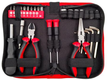DR.BIKE Kit Attrezzi Mecha Tool. Set Attrezzi Moto sottosella 185x105x40. Kit Moto con Pinza, Tronchesino, Cacciavite a Taglio, Cacciavite a Croce, Porta Inserti, Inserti, Prolunga, Bussole e Chiavi.