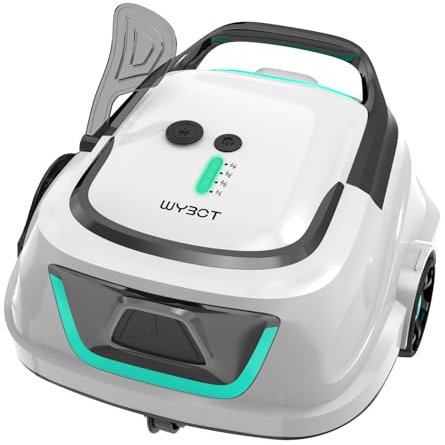WYBOT A1 Poolroboter Akku mit Dual-Filtersystem - 120 Min Ultra-Leise Reinigung für 100㎡ Pools | Energiesparsystem & Kabelloser Poolsauger Akku,Perlweiß Grün