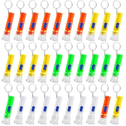 flintronic 30 Mini Linterna Llavero, Pequeña Linterna LED, Mini Linterna para Emergencias al Aire Libre, Juguete para Cumpleaños, Clases Escolares, Fiestas Favoritas (4 Colores)