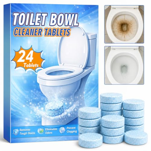 Toilet Cleaner Tablets, Powerful Toilet Limescale Remover (24 counts) | Deodorizes & Limescale Prevention, 24-Pieces for 1 Year Supply, Safe for Septic Tanks