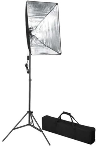 LoogCape Illuminazione professionale da studio, 60 x 40 cm, softbox dimmerabile, con treppiede in alluminio regolabile in altezza, per fotografia di prodotti e ritratti, studio domestico, vlog
