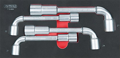 KS Tools 713.4004 - Module de clés à pipe débouchées - 6 pans - Pour servantes et établis - Empreinte des outils découpée au laser - Mousse imputrescible - 4 pièces