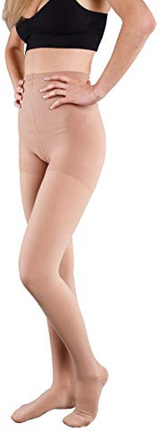 Kurze Kompressionsstrumpfhose AT, Stützstrumpfhose, IG kurz, Kl. 2, Geschlossene Spitze (3, Schwarz)