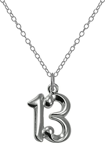 jewellerybox Sterlingsilber 13. Geburtstag Zahl Anhänger an 40,6 cm (16 Inches) Kette