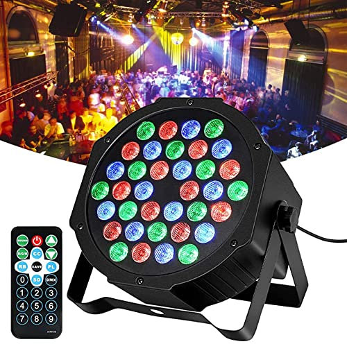 36 LED 1w Scheinwerfer Par Strahler,Lunsy Partylicht 7 Beleuchtung Modi Bühnenbeleuchtung Flexible Fernbedienung DMX Steuerung für DJ Disco Party Show Bar Halloween Weihnachten