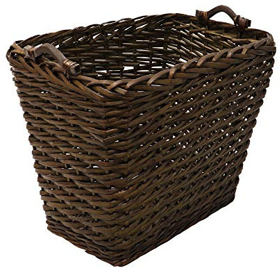 JVL Vertical Weave Rectangle Log Basket with Wooden Handles