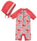 BONVERANO Costume Intero Neonato Manica Corta neonata Protezione UV 50+ (Rosso-Polpo,12-18mesi)…