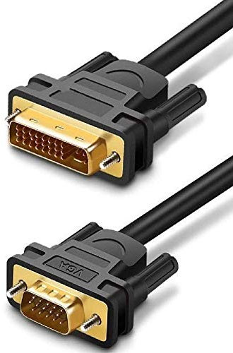 REALMAX® DVI to VGA Cable, 2M DVI-I 24+5 to VGA Lead High Resolution Male to Male Digital Video Adapter Converter Gold Plated Support 1080P For Monitor, TV, PC, DVD, Laptop, Gaming, HDTV And Projector